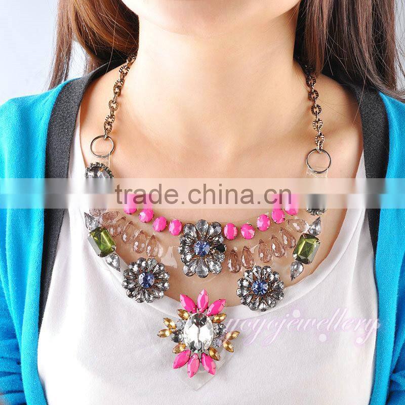 Bohemia design gold plated color stones choker fashion necklace