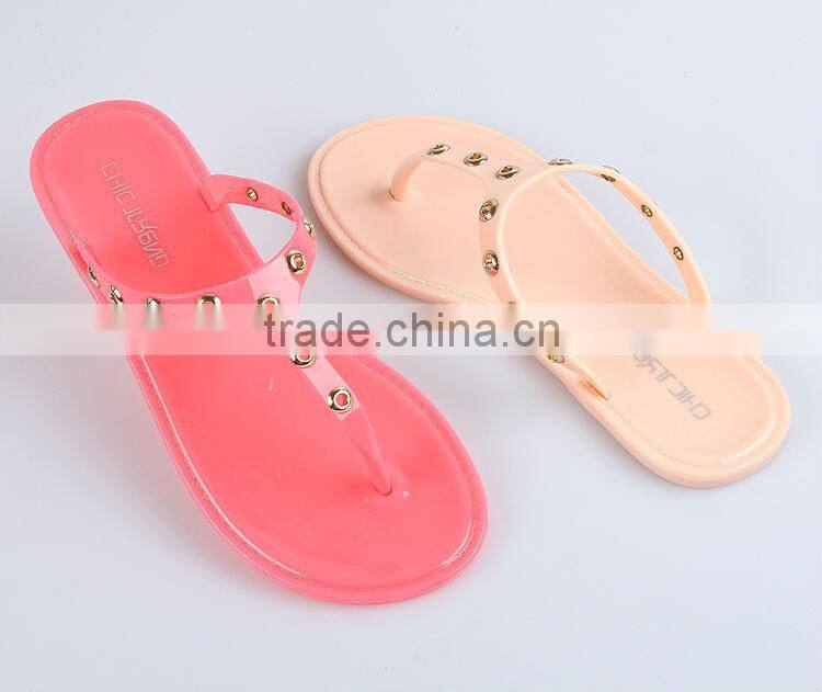 2015 Sweet Girl Summer Beach Wholesale Candy Color Jelly Slippers Flat Plastic Indoor Slipper shoes Flip-flops