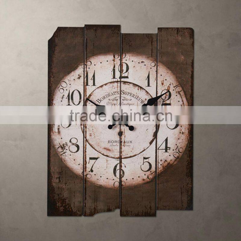 Distressed wood wall clock blue color