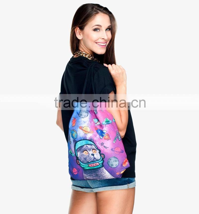 300D cute animal series leisure bag with drawstring