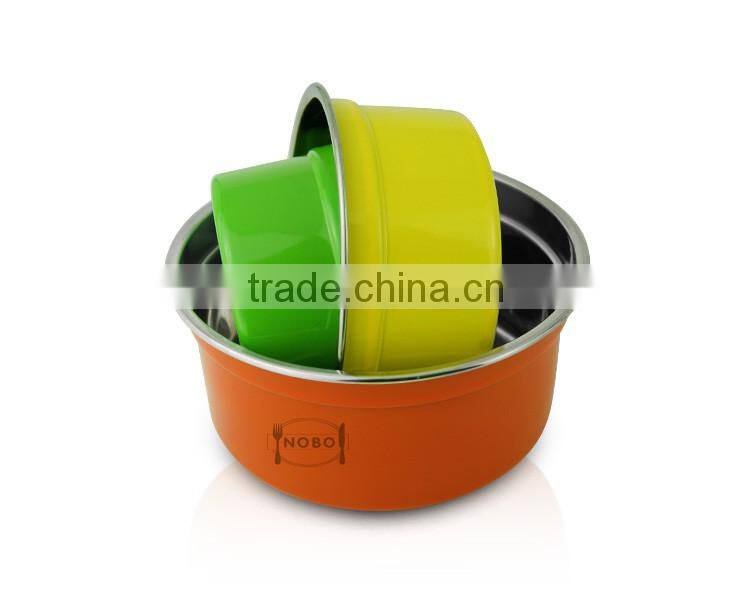 3pcs colorize stainelss steel coating crisper box set with airtight lid