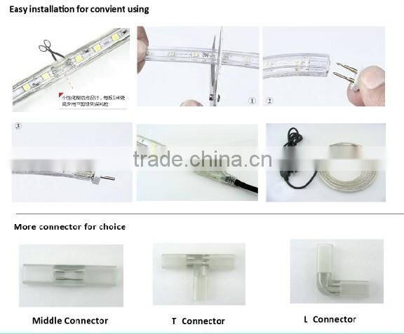 2016 hot sale copper wire 110V 220V interior decoration 30 led 3m flexible flat 5050 smd led light strip with CE ROHS