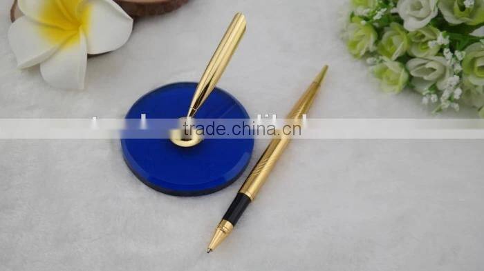 gold desk pen , gold stand pen , gold table pen