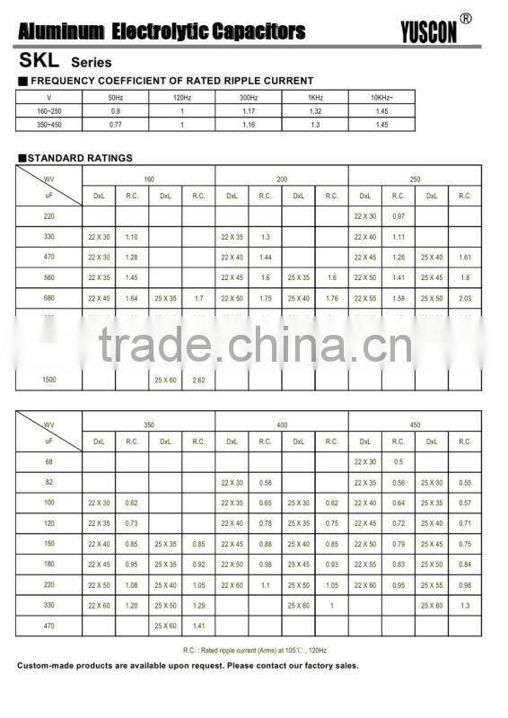 160v -450v aluminum electrolytic capacitor
