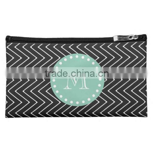 Black and White Striped Pattern Hot Pink monogrammed cosmetic bag