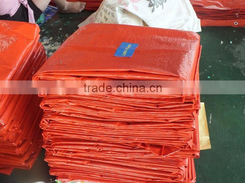 Plastic sheeting PP/PE tarpaulin leno woven fabric colored finished surface high tensible strong reinforce edge awning anti uv
