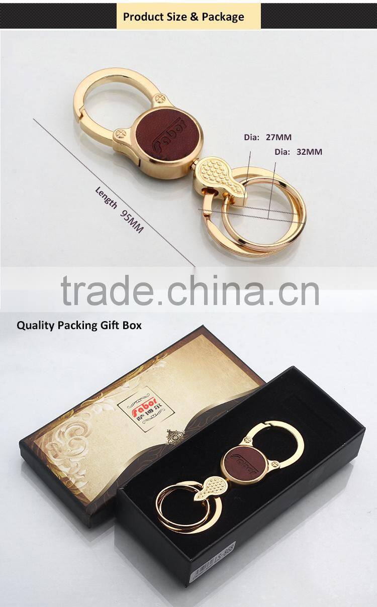 Round Shape Gold Color Luxury Car Keychain