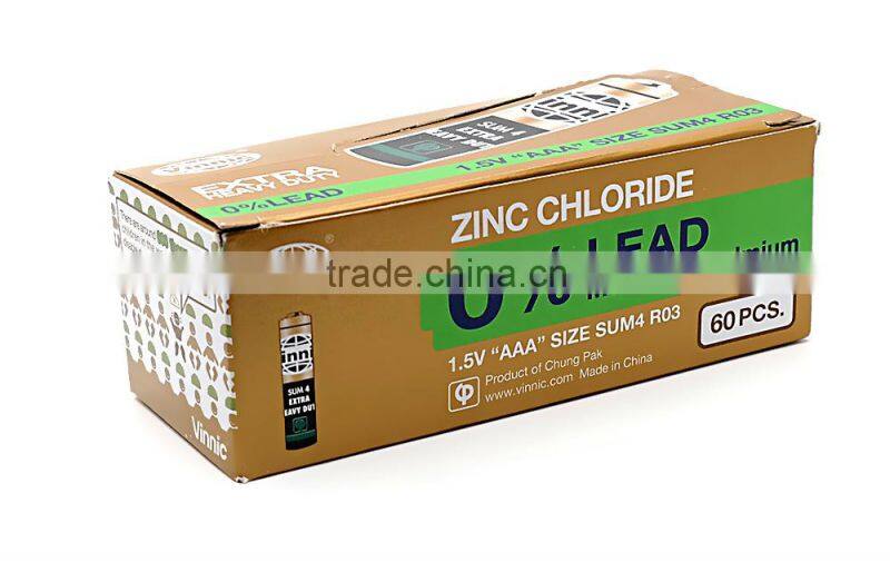 0% Lead Zinc Chloride Dry Battery AA SUM3 battery