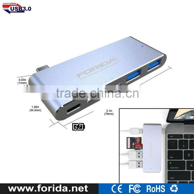 New design high quality Type C usb hub combo with card reader