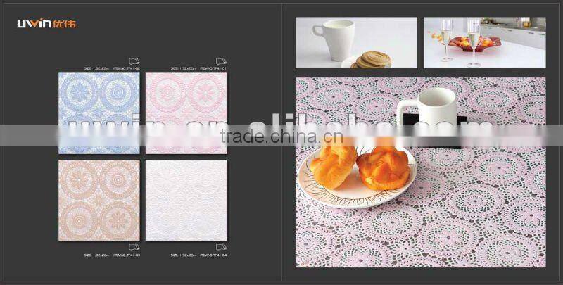 anti slip waterproof table cover,PVC color brown lace table cloth