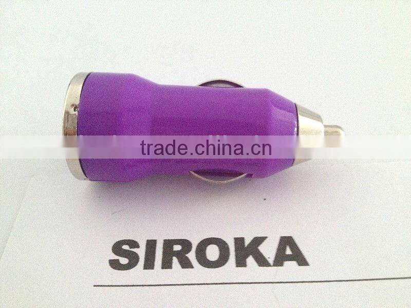 Purple Mini USB Bullet Dual Car Charger for Apple iPhone4S iPhone 5 iPod smartphones
