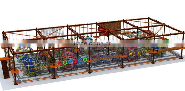 2016 hot selling climbing rope course indoor playground equipment for traning