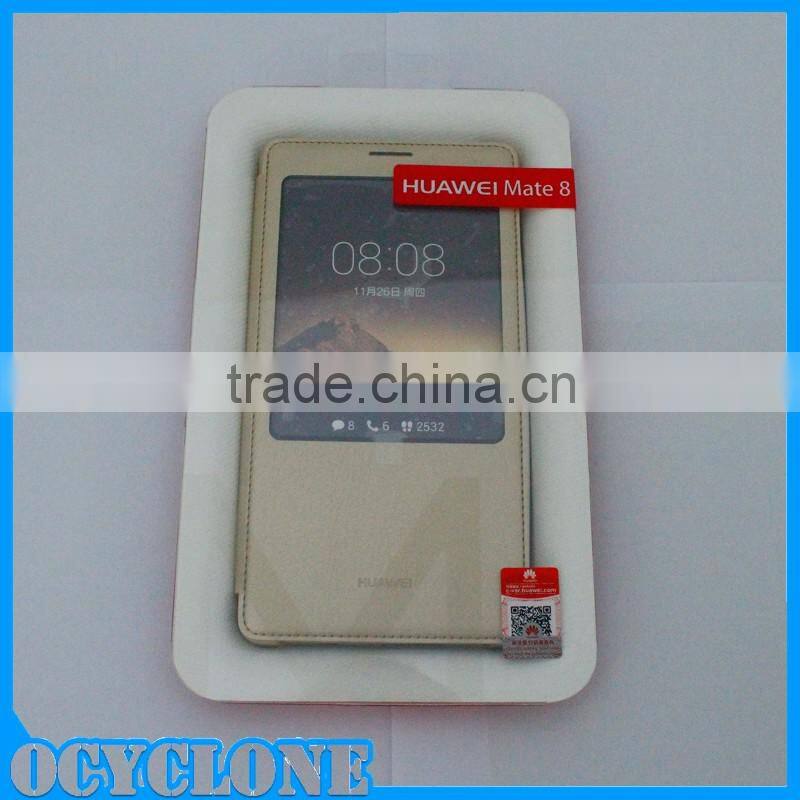 Gold Gray Original Real Leather Ultra Thin Flip Cover fo Huawei Mate 8