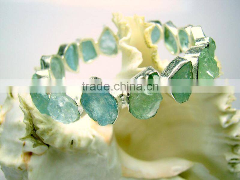 Ruby & Aquamarine Rough Natural Gemstones Rings, Matt Finish Adjustable Rings, 925 Solid Sterling Silver Rings