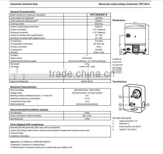 Maneurop Compressor NTZ108A4LR1A