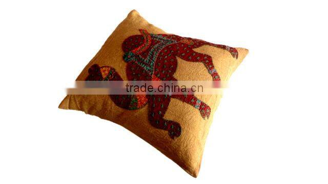 RTHCC-53 Traditional Royal Armed Camel Indian Patchwork Art Kantha Cotton cushion covers New Year Christmas Home Decor Gift