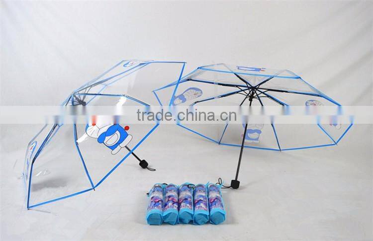 cartoon transparent 3 folding clear umbrella