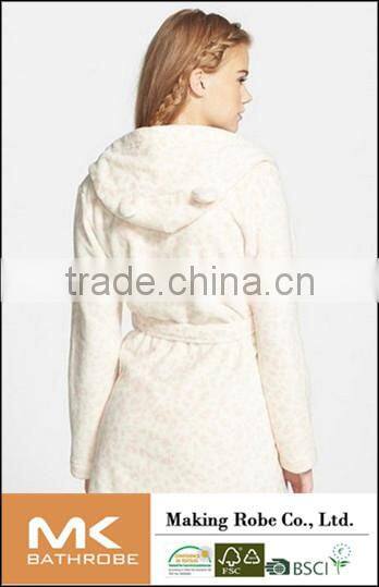 Girls Coral Fleece Bathrobe with Animal Hood