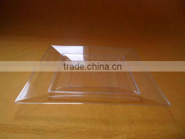 2 sizes Plastic square disposable transparent plate