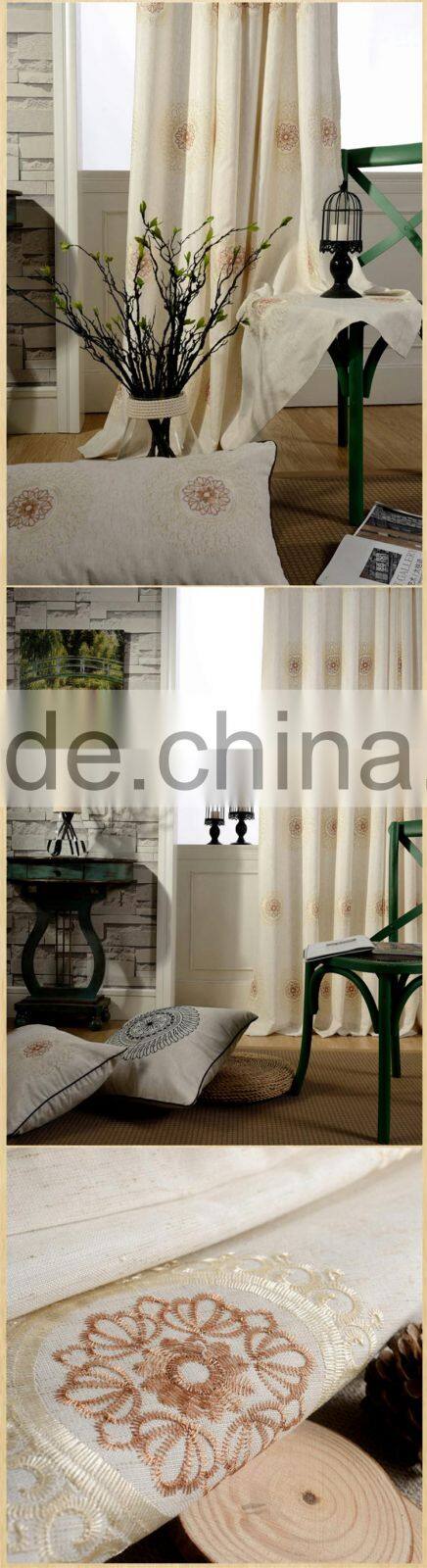 Indian embroidered flower embroidery black and white curtain fabric- star hotel curtain match cushion