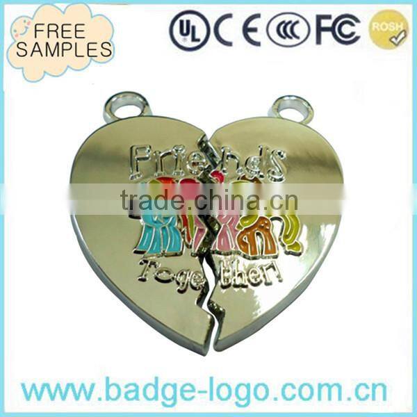 Custom Boy and Girl Heart Shape Metal Keychain