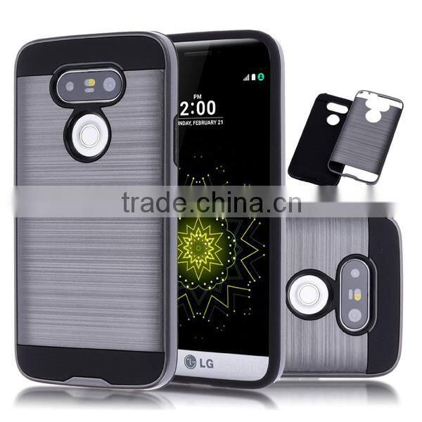 C&T Dual Layer Shockproof Tough Brushed Hybrid Armor Rubber TPU Protective Case For LG G5