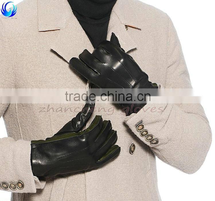 Elegant wholesale black man sheepskin leather gloves
