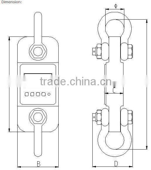 HY204W wireless crane load scale with 100t to 200T 1 2 5 10 20 50 for option6 bits LCD 6 state indicating signals