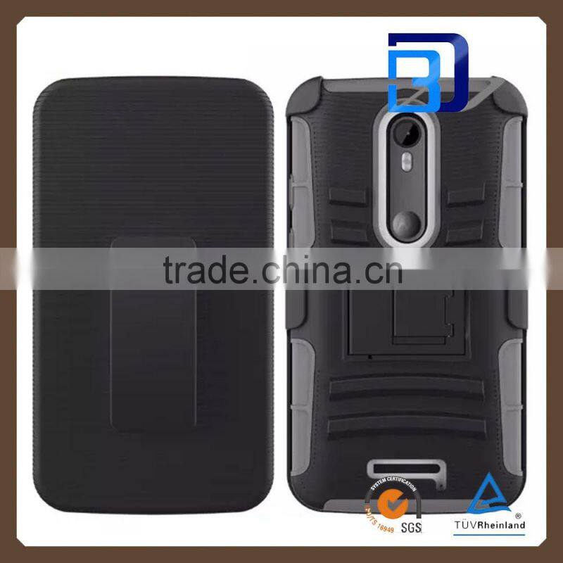 2015 New Modle Heavy duty shockproof armor case 3 in 1 combo belt case For Motorola X3 factory price