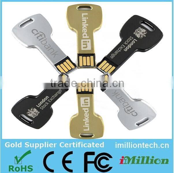 Hot Sale Free Sample 8gb gold key usb stick for Promotional Gift