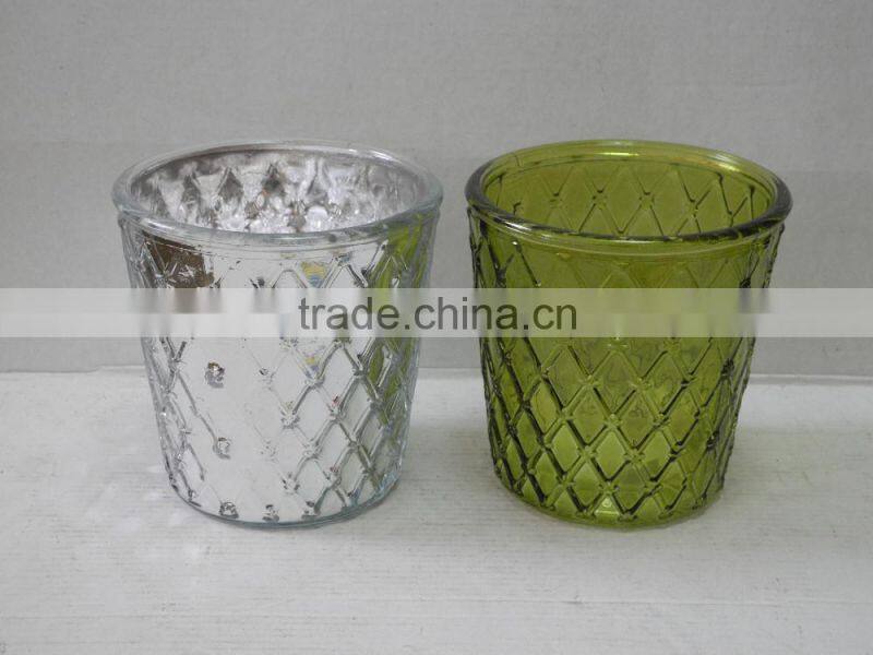 mini wide mouth glass diamond eletroplating silver vase with more style