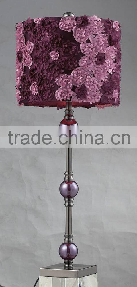 Modern table lamp with nice flower fabric shade