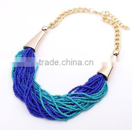 Top Quality 3 Color Beads Chunky Vintage Pendant Statement Necklace Women Necklaces & Pendants Fashion Necklaces for Women 2014