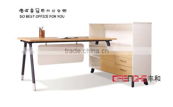 white modern office desk with bookcase YH-141
