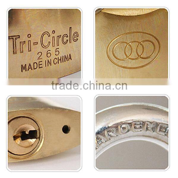Tri-Circle Heavy Duty Brass Padlock with long shackle L262-265