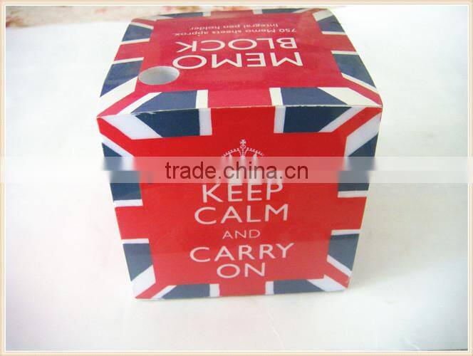 color paper memo cube,paper memo cube with pen hole