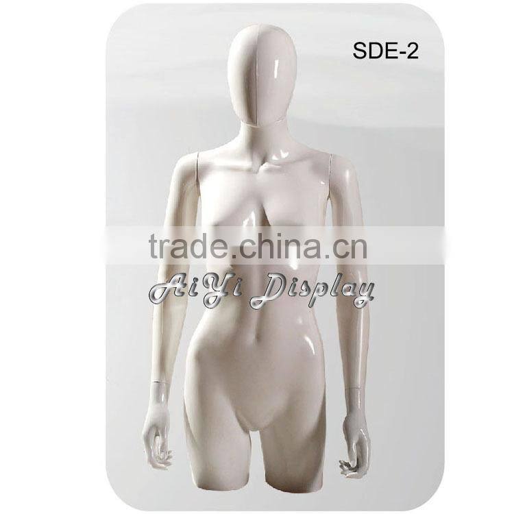 fashion form white glossy PP female wall decorations plastic 3/4 torso