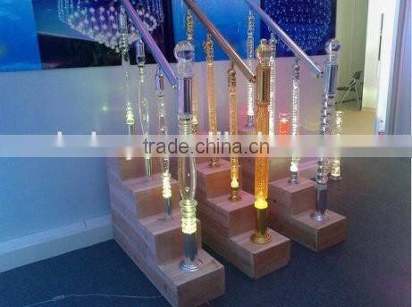 best price hot sale hotel acrylic stair baluster / crystal stair handrail in china