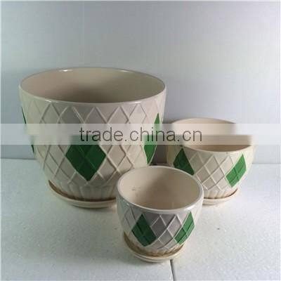 Wholesale Ceramic flower pots painting diamond with same pattern