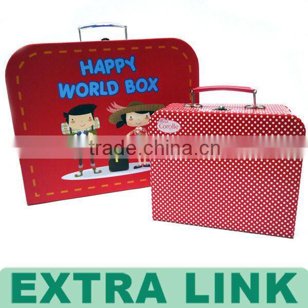 Mini Children Suitcase Kraft Paper With Handle Storage Box