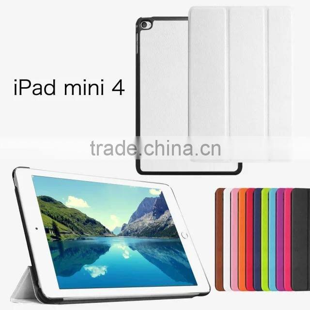 Quality Karst Texture Leather for iPAD MINI 4 MINI4 Leather Case foldable smart case Business Protective case PC+ PU