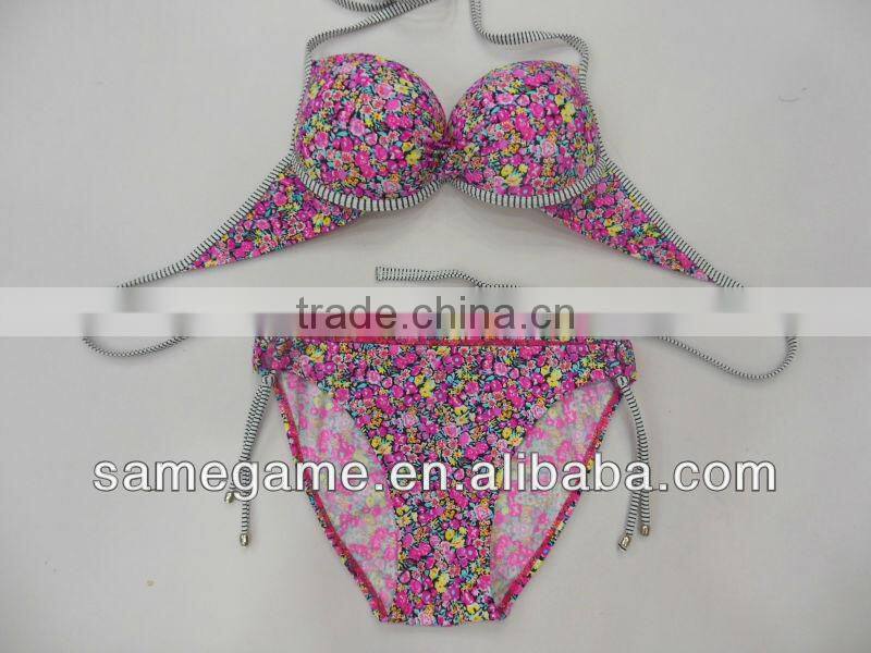 2014 printed girls bikini swimwear