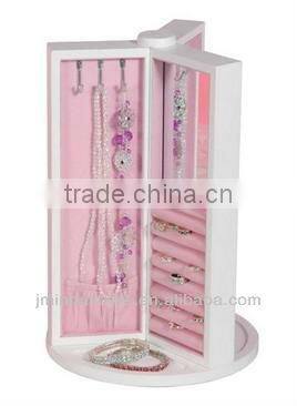 Wooden Standing Mirror Jewelry Armoire