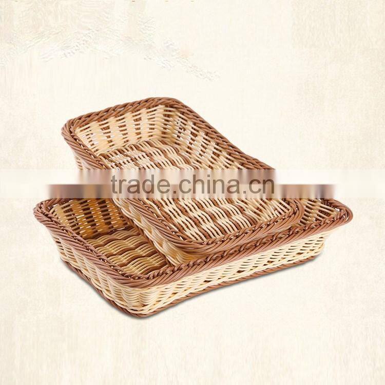 Cheap custom rectangular shape fruit vegetable display basket hand woven baskets