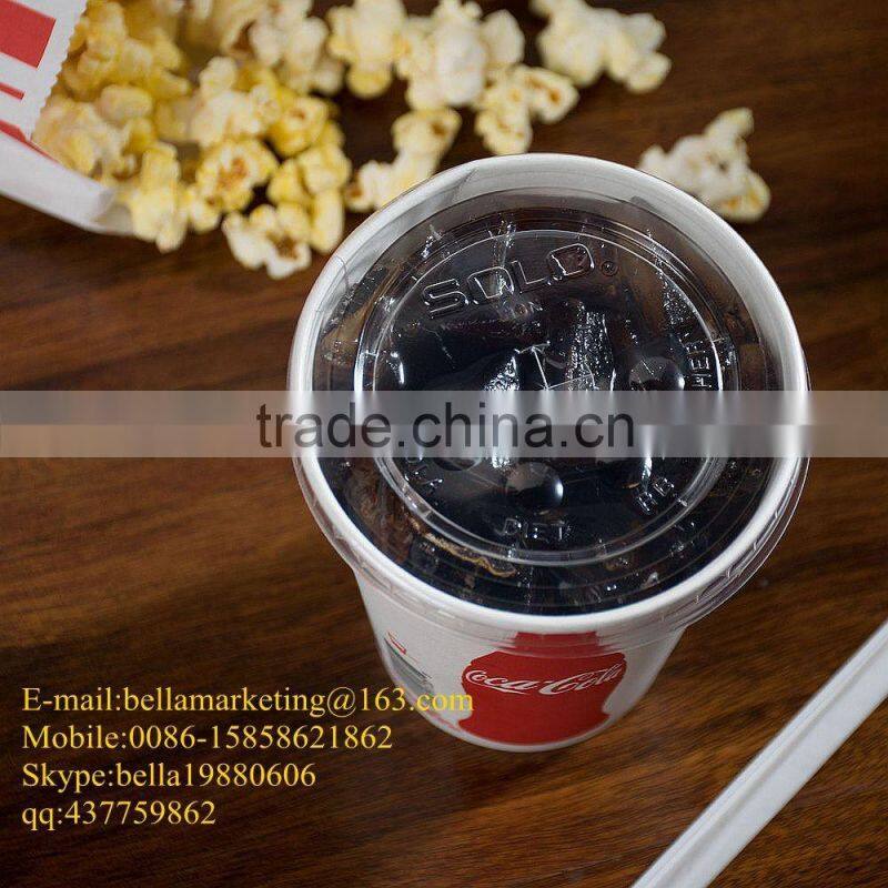 12-24 oz. Clear Flat Plastic Lid with Straw Slot, High-quality cold drink lids