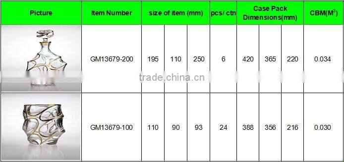 Gold vintage crystal whiskey wine decanter