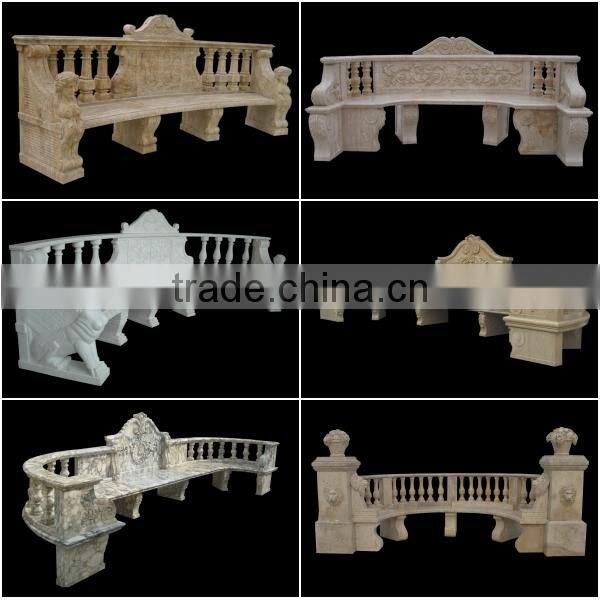 Yellow Travertine Garden Bench with Angel