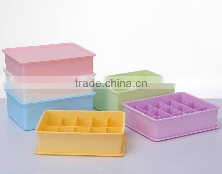 Stackable Plastic Underware Storage Box Clothes Drawer Organizers with Divided Cells