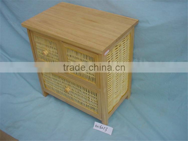 Custom high quality wicker basket drawers wooden storage cabinet