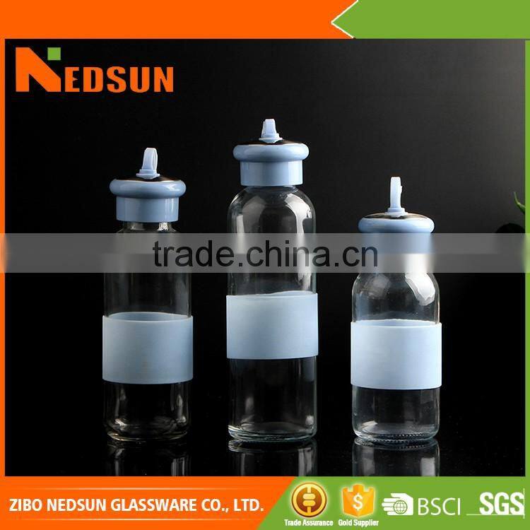 High quality glass clear water bottle with cap
